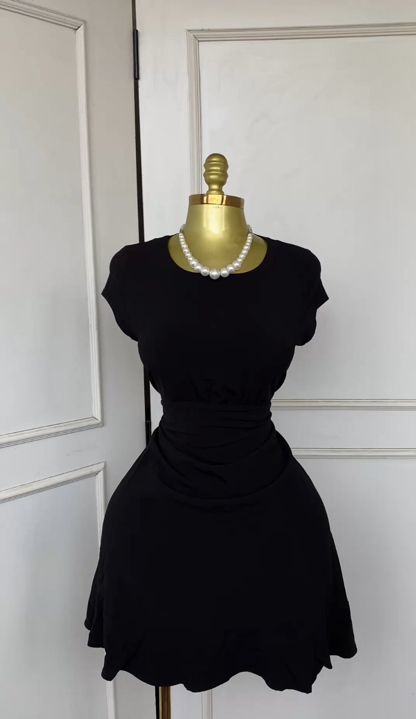 Black chiffon flare dress B451 (40D)